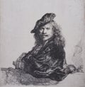 Self-portrait 1639 etching by Rembrandt van Rijn Royalty Free Stock Photo